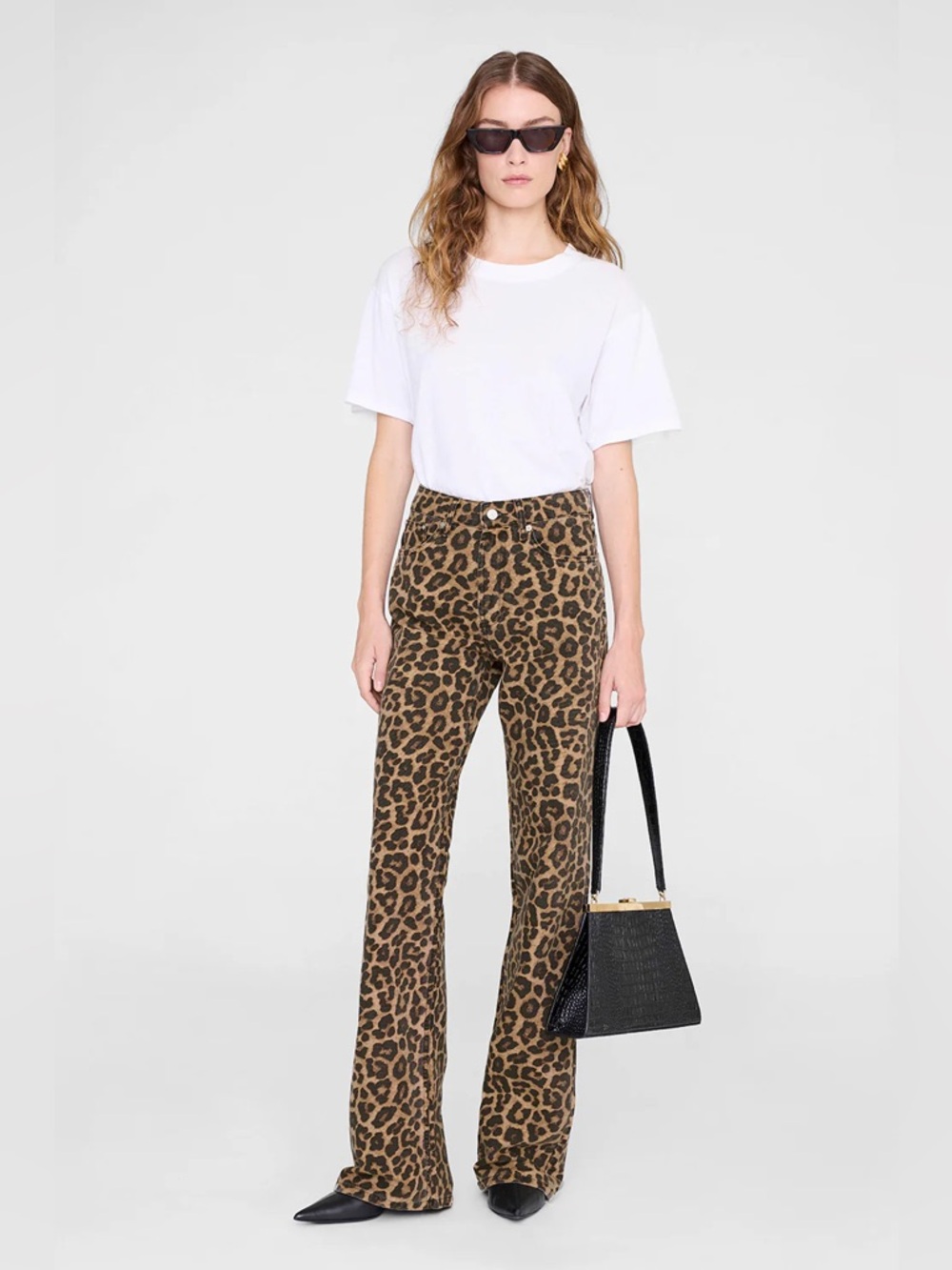 ANINE BING HUGH JEAN Leopard Print High-Rise wide leg  SOLD OUT STYLE BNWT 27
